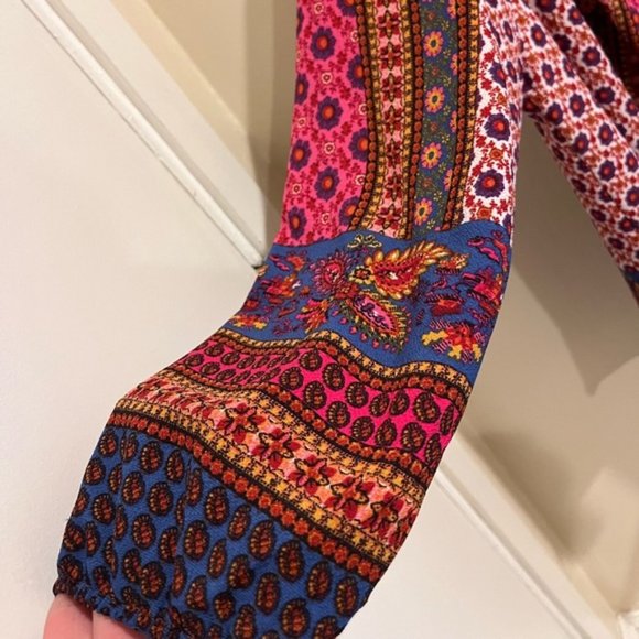 Fig and Flower Women’s Floral Pink 3/4 Sleeve Blouse-XL - Picture 2 of 7